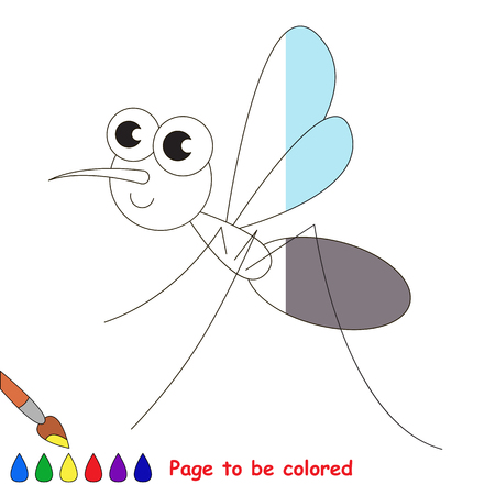 Mosquito to be colored, the coloring book to educate preschool kids with easy kid educational gaming and primary education of simple game level.のイラスト素材