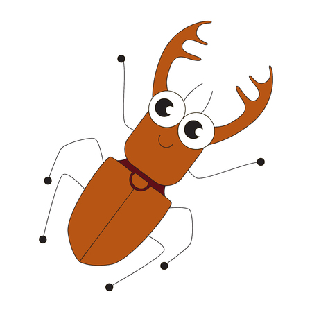 Big bug cartoon. Outlined character with black stroke.のイラスト素材