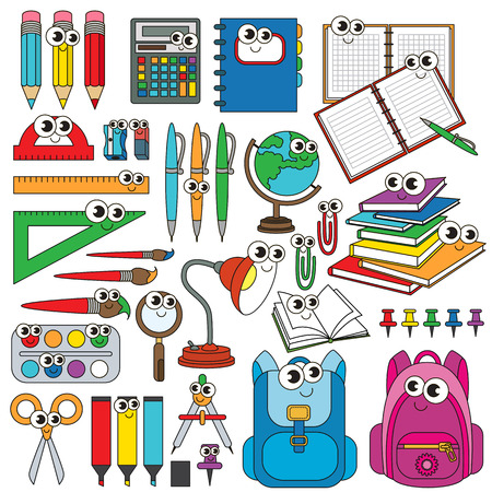 Set of office janitor cartoon in vector, the colorful version.のイラスト素材