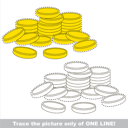 A lot of cash gold coins. Dot to dot educational game for kids.のイラスト素材