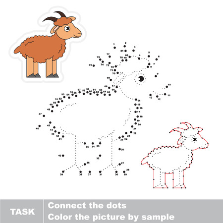 Beautiful Cute Goat. Dot to dot educational game for kids.のイラスト素材