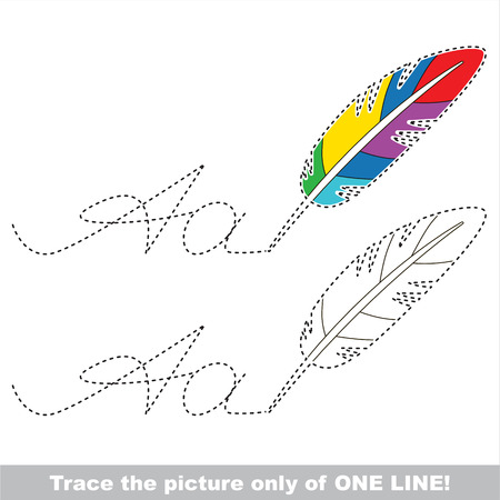 Rainbow Colorful Feather and letter A. Dot to dot educational game for kids.のイラスト素材