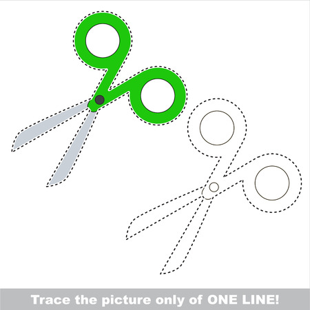 Green Scissors. Dot to dot educational game for kids.のイラスト素材