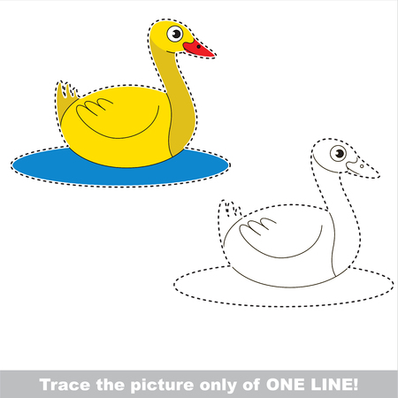 Yellow Duck. Dot to dot educational game for kids, the one line tracing page.のイラスト素材