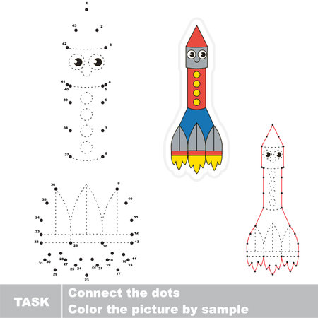 Funny Rocket. Dot to dot educational game for kids.のイラスト素材
