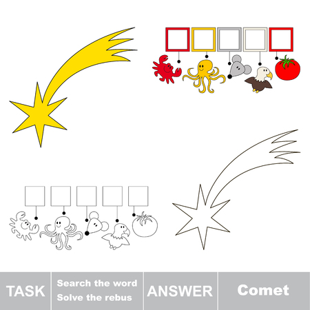 Educational puzzle game for kids. Find the hidden word Cometのイラスト素材