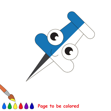 Pushpin, the coloring book to educate preschool kids with easy gaming level, the kid educational game to color the colorless half by sample.のイラスト素材