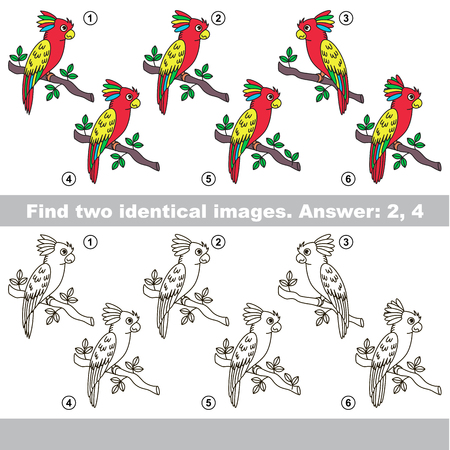 The educational kid matching game for preschool kids with easy gaming level, he task is to find similar objects, to compare items and find two same Parrotsのイラスト素材