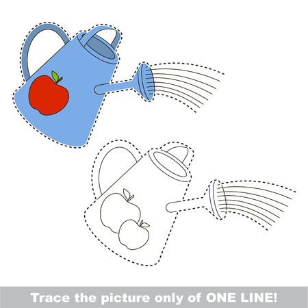 Watering Can to be traced only of one line, the tracing educational game to preschool kids with easy game level, the colorful and colorless version.のイラスト素材