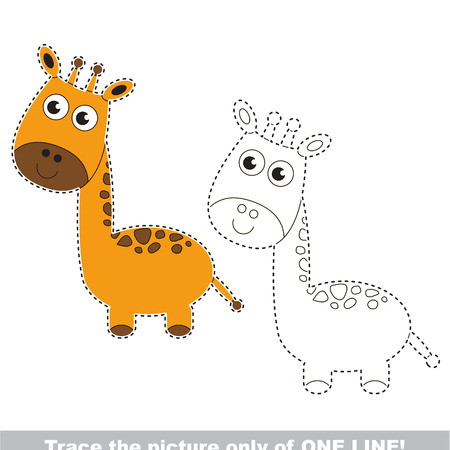 Giraffe to be traced only of one line, the tracing educational game to preschool kids with easy game level, the colorful and colorless version.のイラスト素材