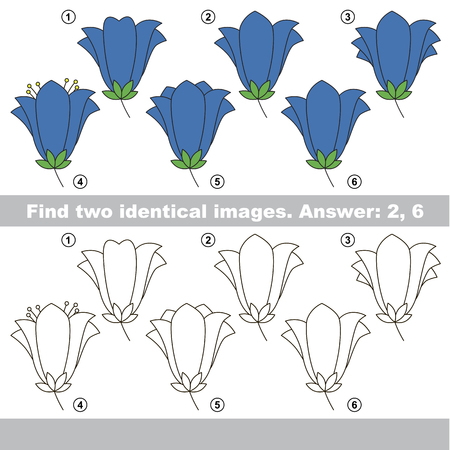 The educational kid matching game for preschool kids with easy gaming level, he task is to find similar objects, to compare items and find two same Campanulasのイラスト素材