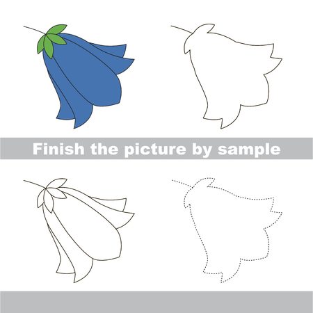 Drawing worksheet for preschool kids with easy gaming level of difficulty, simple educational game for kids to finish the picture by sample and draw the Bluebellのイラスト素材