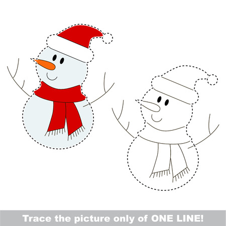 Snowman. Dot to dot educational game for kids, the one line tracing page.のイラスト素材