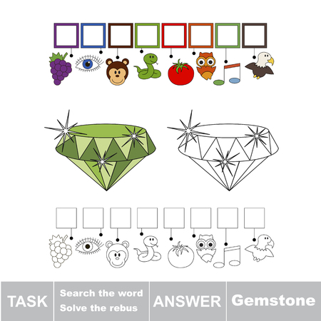Educational puzzle game for kids. Find the hidden word Gemstone Emeraldのイラスト素材