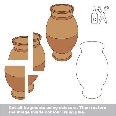 Use scissors and glue and restore the picture inside the contour. Easy educational paper game for kids. Simple kid application with Pottyのイラスト素材