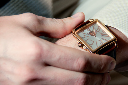 Men's Wrist watch on handの写真素材