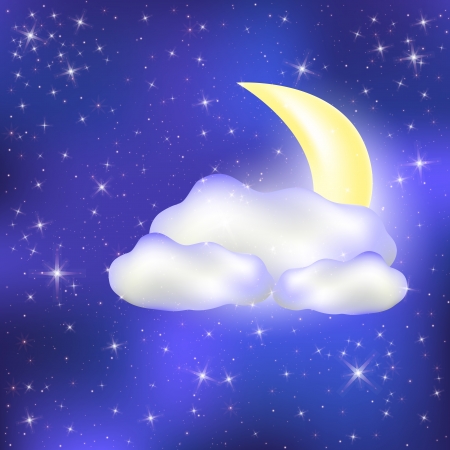 Night sky with clouds Month のイラスト素材