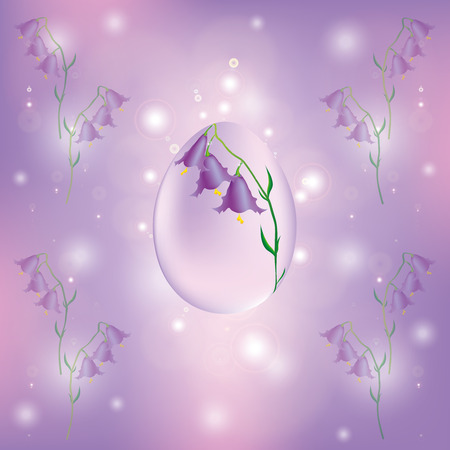 Holiday Easter egg with flowers bellsのイラスト素材