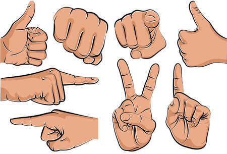 Collection of hand gestures - vector illustrationのイラスト素材