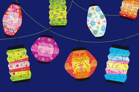 Background with chinese lanternsのイラスト素材