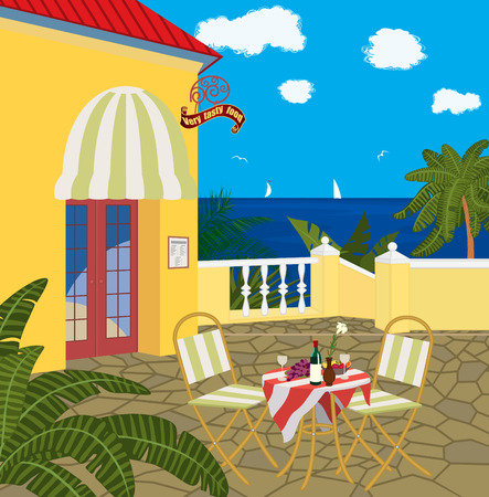 Restaurant by the sea のイラスト素材