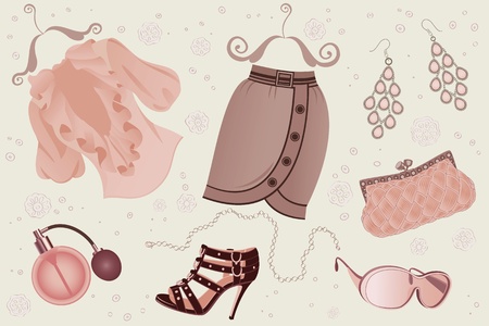 Collection of women fashion objectsのイラスト素材
