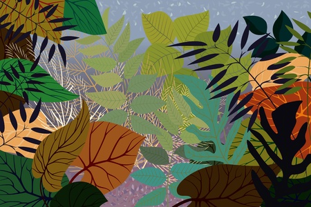 Background with autumn leaves and plantsのイラスト素材