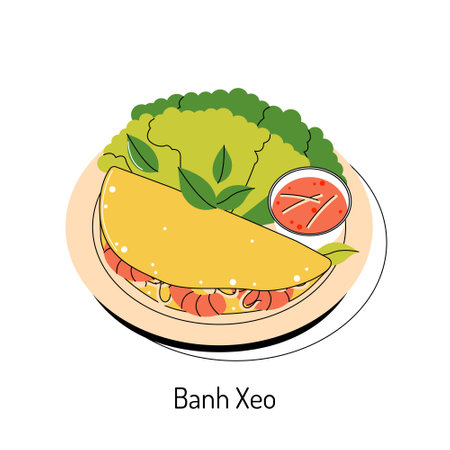 bright vector illustration of Asian food. Vietnamese menu, Asian dishes for menus and restaurants.のイラスト素材