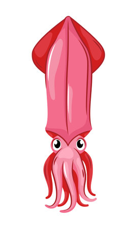 Vector illustration of marine animals - squid, cuttlefish. Seafood delicious seafood restaurant.のイラスト素材