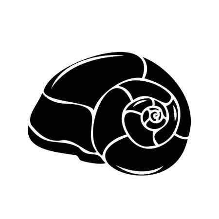 Flat vector icon of a seashell or clam in black. silhouette of a seashellのイラスト素材