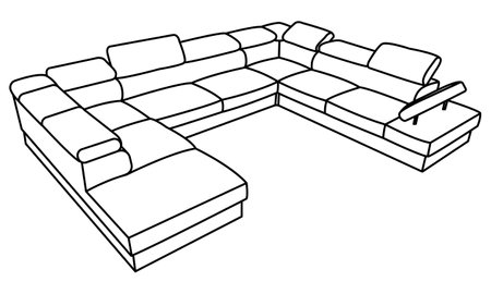 Vector linear illustration of a sofa. Furniture for your interior in the style of minimalism. Furniture icon.のイラスト素材