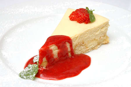 dessert strawberry and mint on the white plateの写真素材