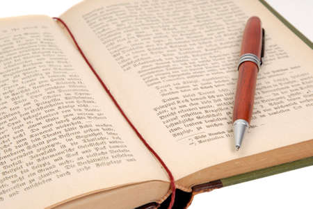 retro vintage book with penの写真素材