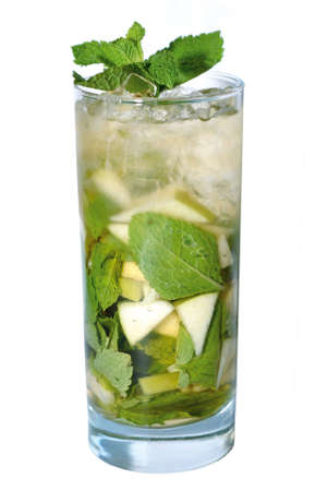 cocktail with mint, apple and iceの写真素材