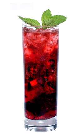 red cocktail with mint leafの写真素材