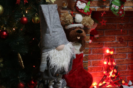 Cozy holiday setting with decorationsの写真素材