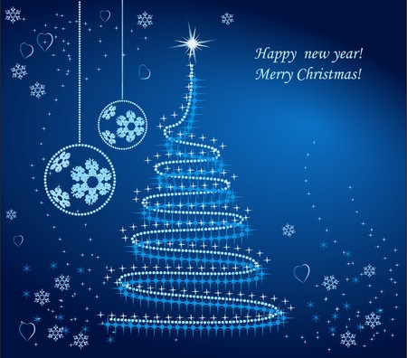 Vector Christmas background in blue shadesのイラスト素材