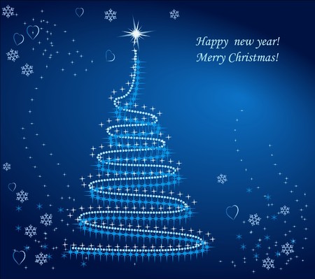 Vector Christmas background in blue shadesのイラスト素材