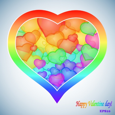 Heart full of rainbow hearts, Valentine' day composition, eps10のイラスト素材