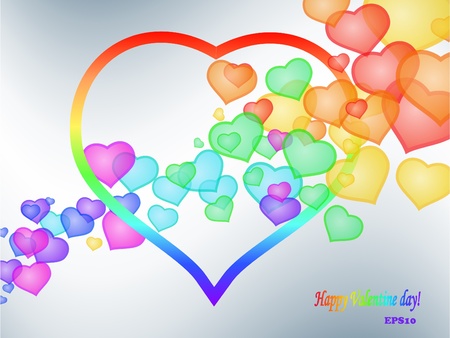 Flying rainbow hearts, Valentine's day composition, eps10のイラスト素材