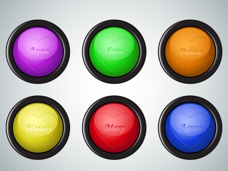 Buttons to the girl's hearts  composition. Vector illustration.のイラスト素材