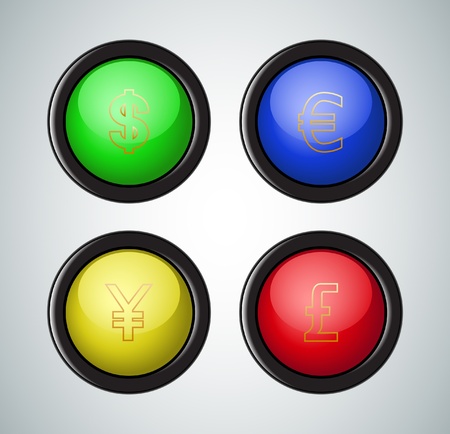 Buttons of main world currencies, Vector.のイラスト素材
