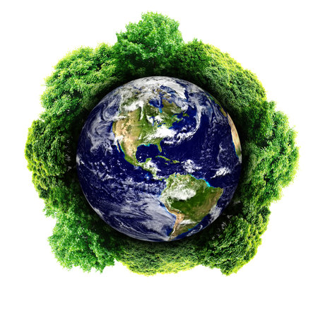Ecology planet with with trees around. eco earth の写真素材