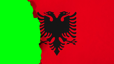 Flag of Albania, Albanian flag painted on paper textureの写真素材