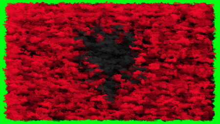 Flag of Albania, Albanian Flag made from cloudsの写真素材