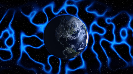 Planet Earth in space. Globe in galaxy.の写真素材