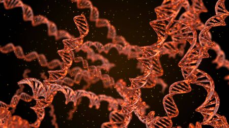DNA. Abstract 3d polygonal wireframe DNA molecule helix spiral. Medical science background.の写真素材