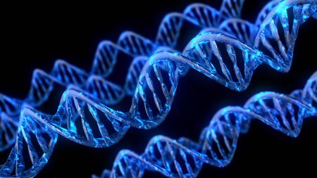 DNA code. Abstract 3d polygonal wireframe DNA molecule helix spiralの写真素材