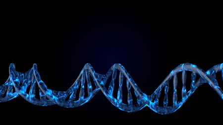 DNA code. Abstract 3d polygonal wireframe DNA molecule helix spiralの写真素材