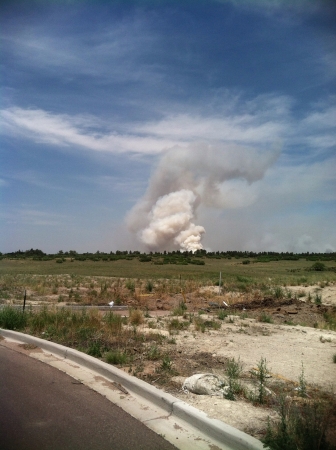 Black forest fire with smoke taken in Colorado Springsの素材